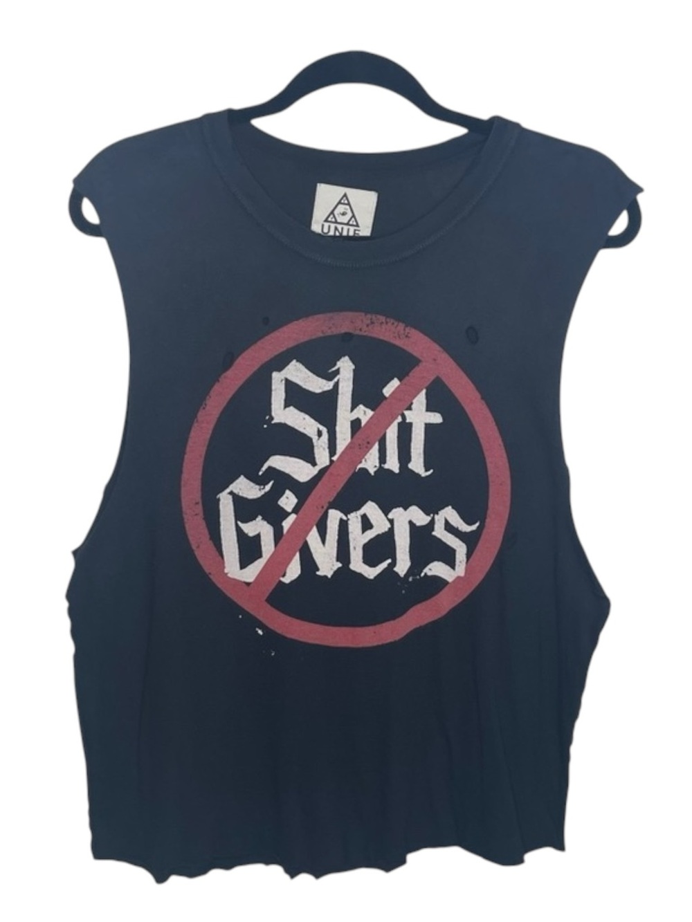 HTF: Ash Costello’s UNIF ☢︎︎ No Sh!t Givers Muscle Tee Tank ☢︎︎ Fade Black ☢︎︎ S - Picture 5 of 16
